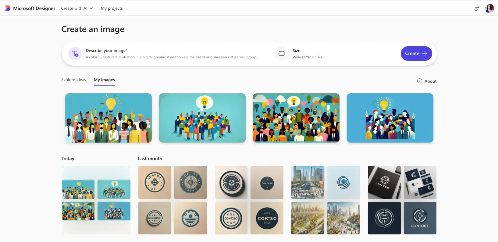 A user previewing the AI generated images and saving their favorite designs