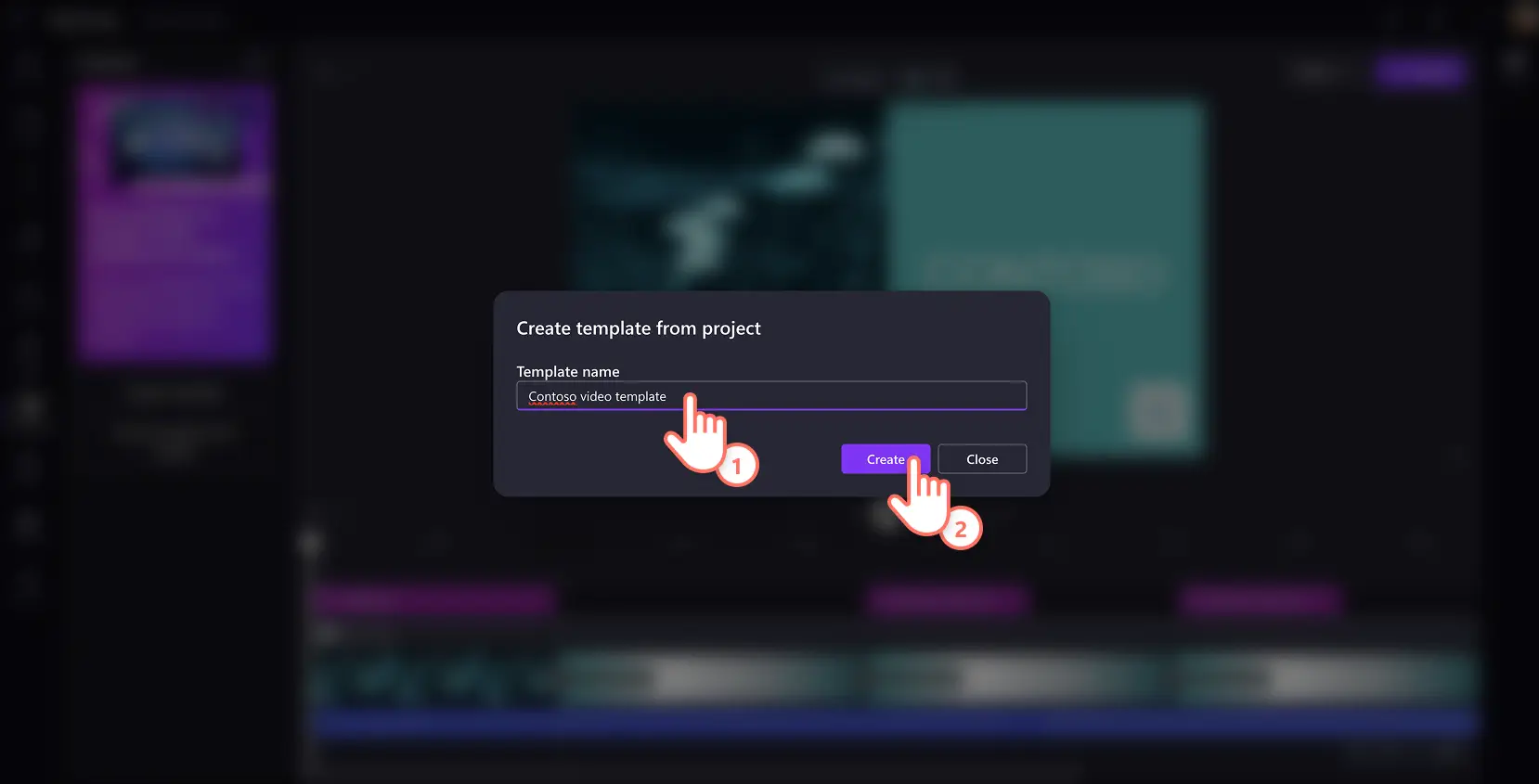 Seorang pengguna menandakan templat video dalam Clipchamp