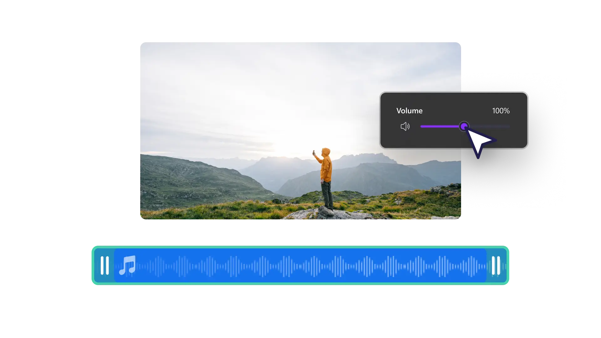 用户在 Clipchamp 中调整音频音量和速度