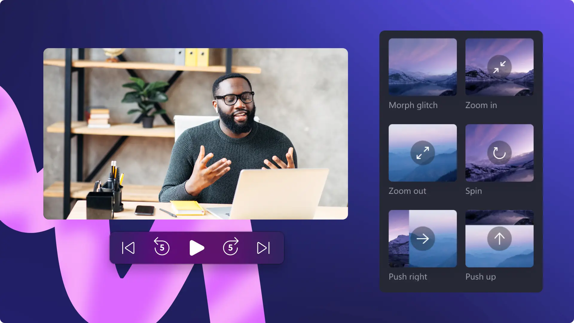 An image representing video editing footage in Clipchamp and adding free transitions