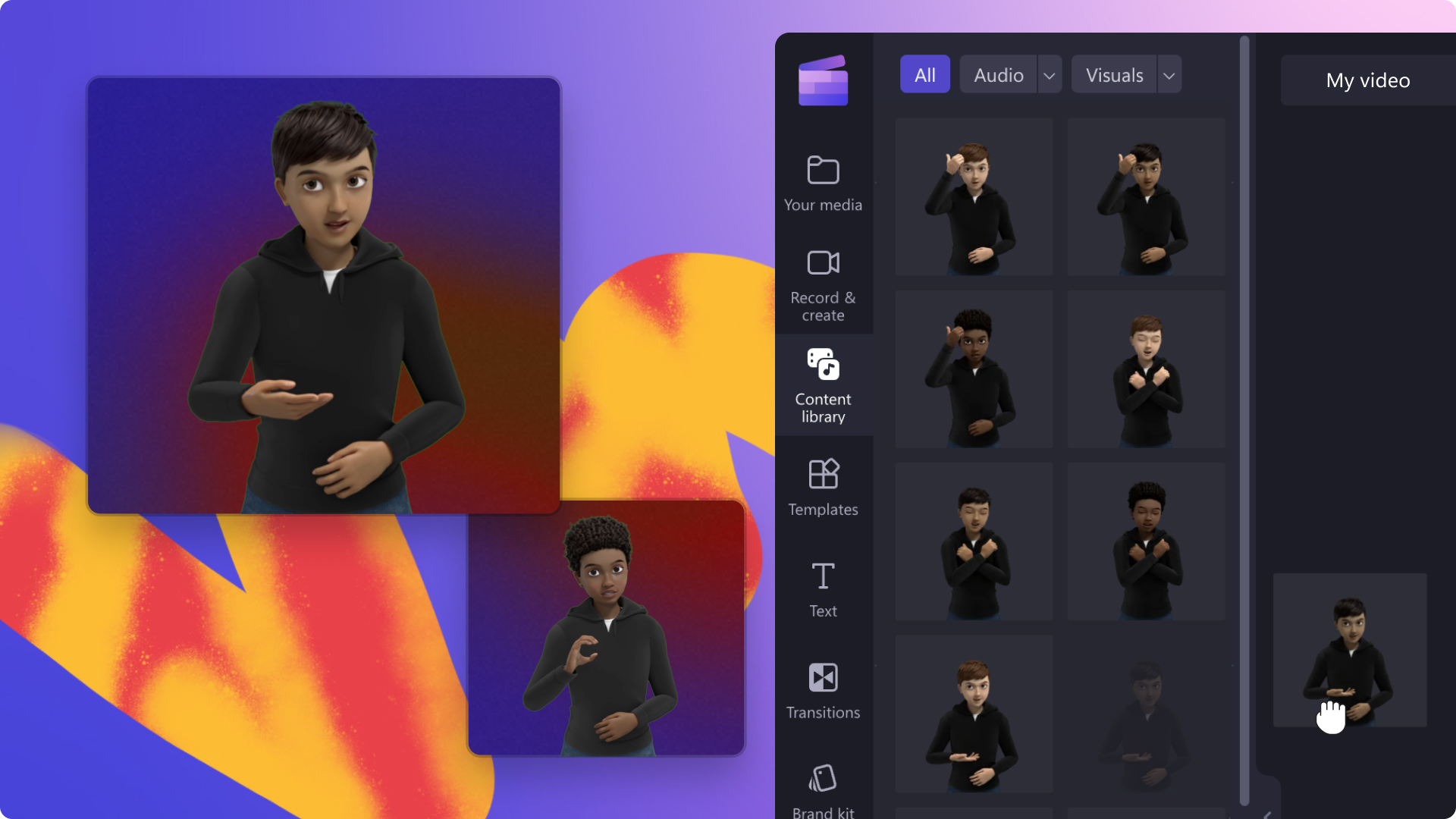 Add sign language stickers in Clipchamp for video accessibility ...