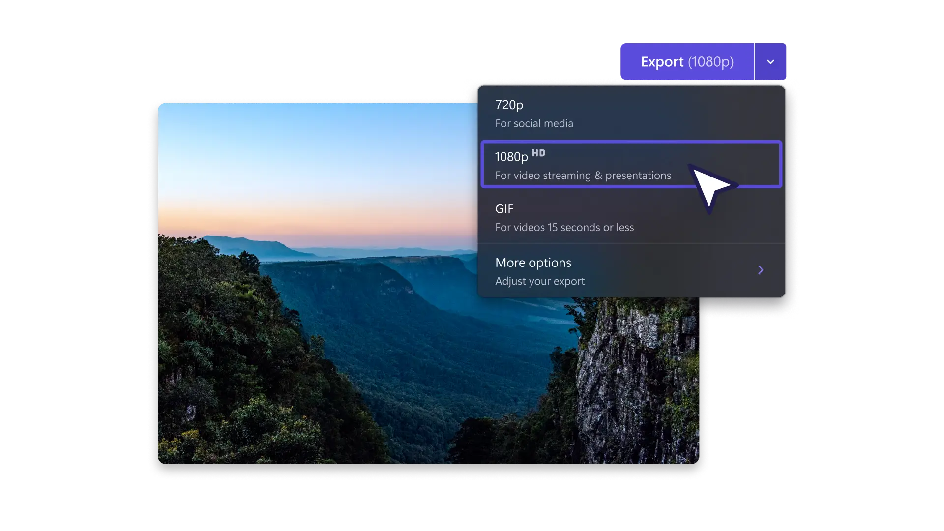 Imagen guardando un vídeo en alta calidad en Clipchamp
