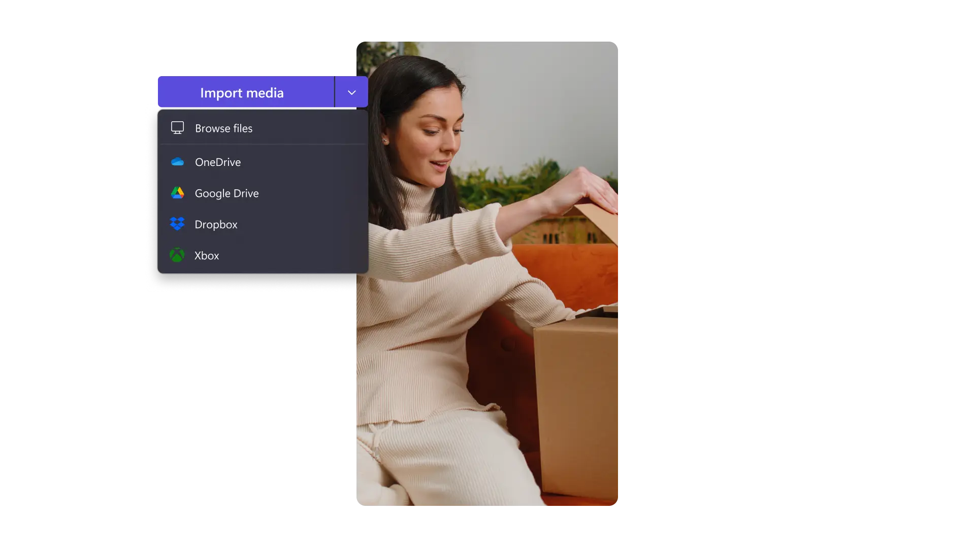 Je video's uploaden of een videosjabloon kiezen in Clipchamp