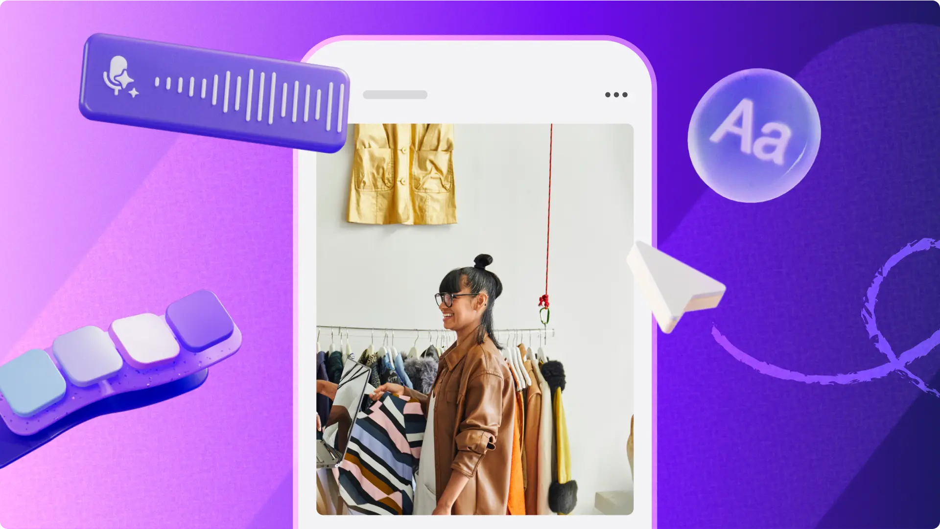 Imej seorang pembuat imej dalam Clipchamp.