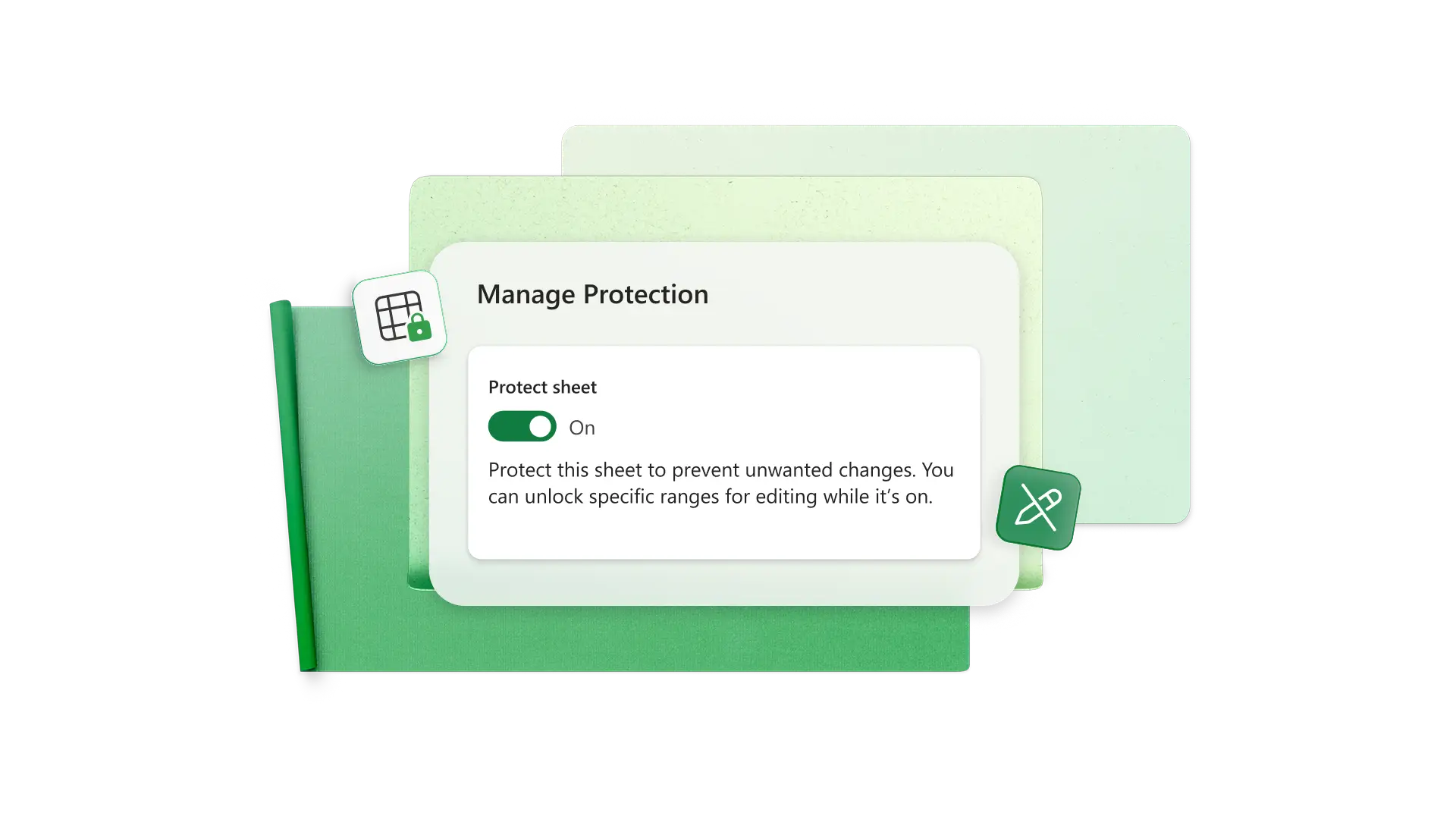 A visualization of managing protection in Excel