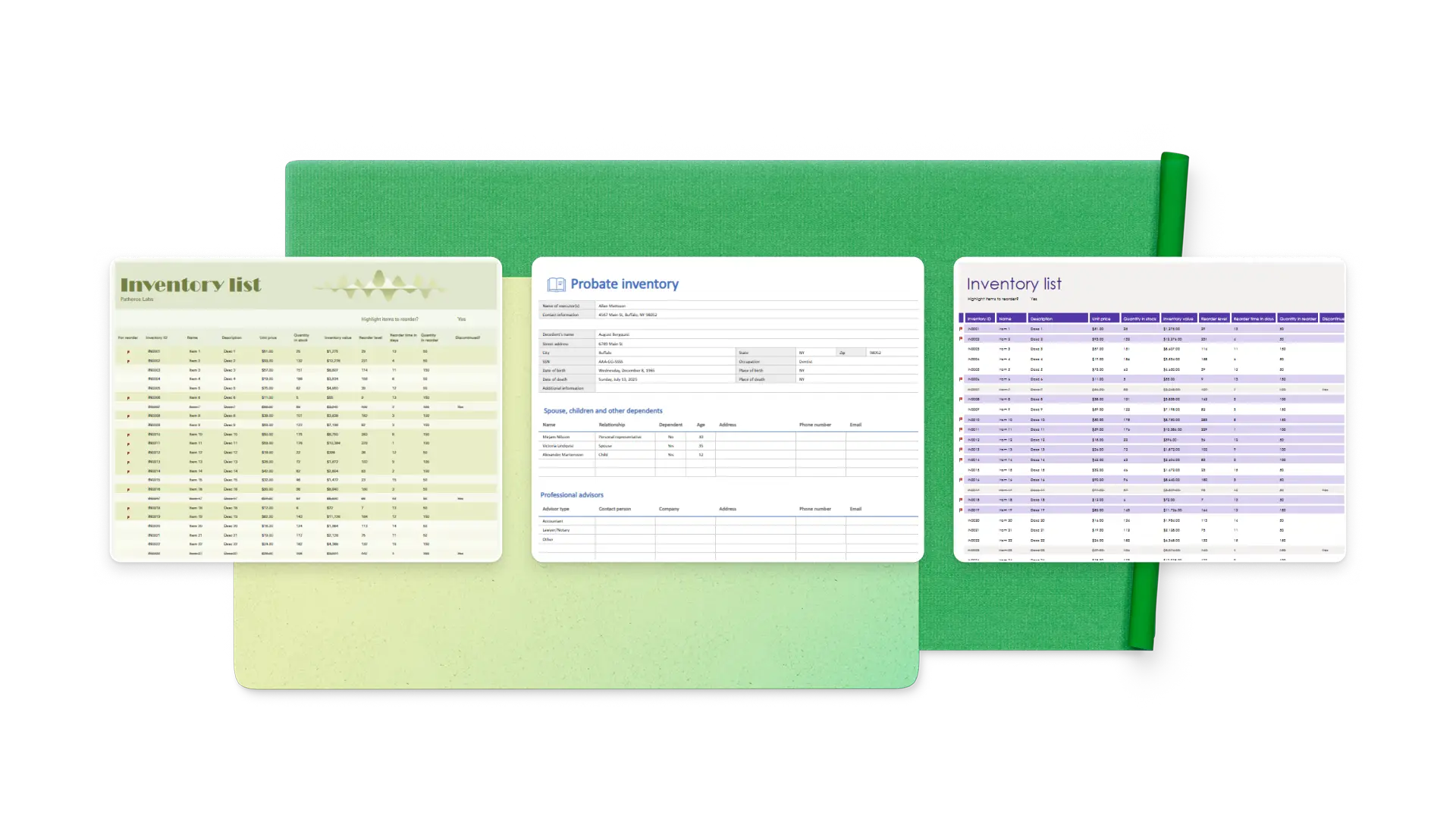Screenshots highlighting benefits of inventory tracking such as real-time stock visibility, reduced manual effort, and improved reporting.