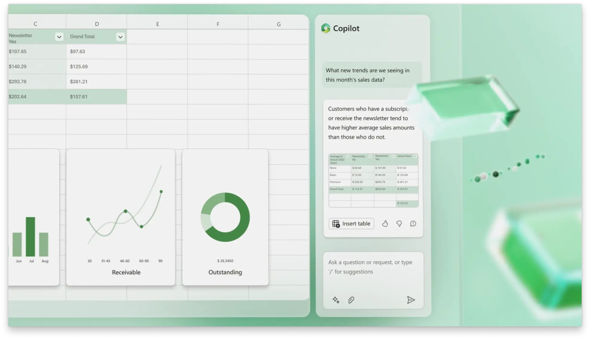 Copilot chat within Excel document