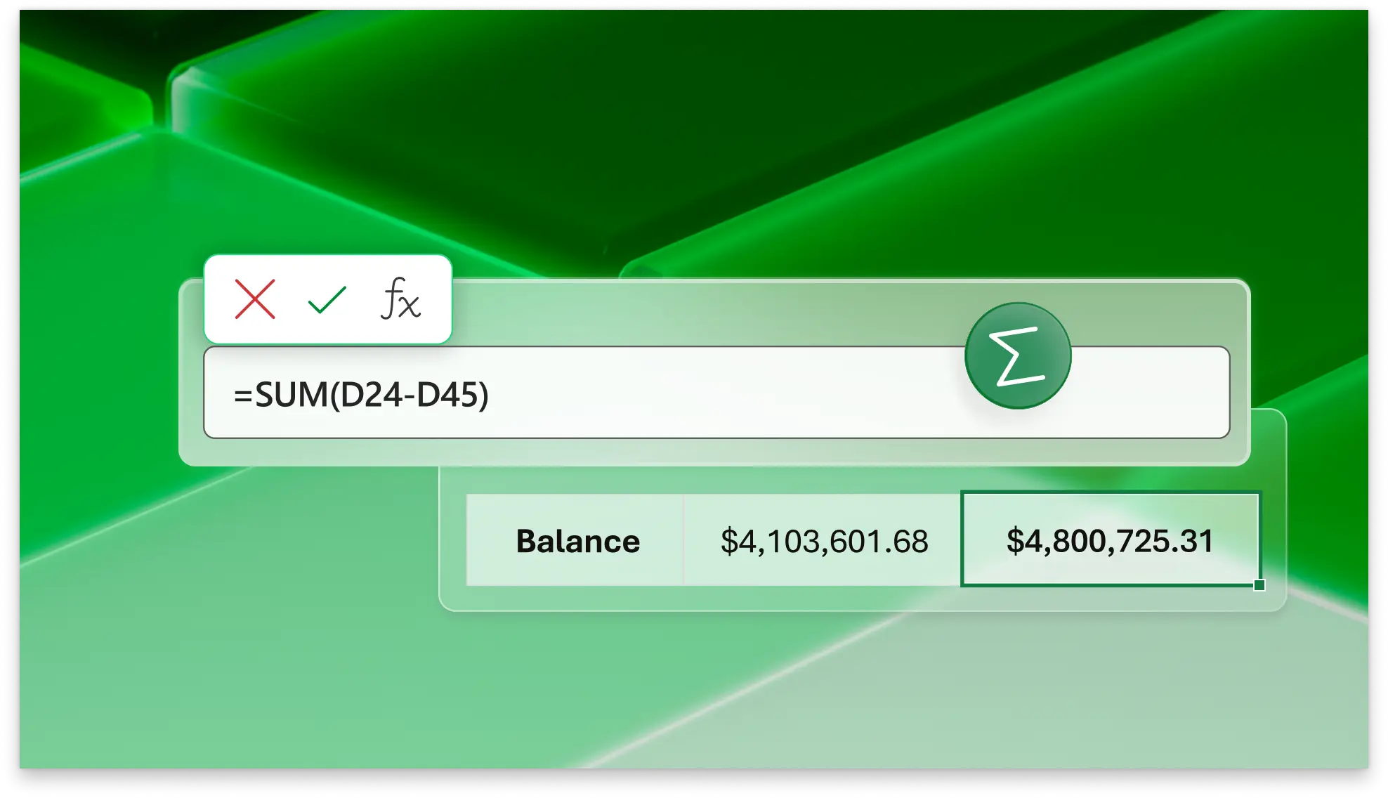 Excel spreadsheet with financial data being entered into balance sheet fields.