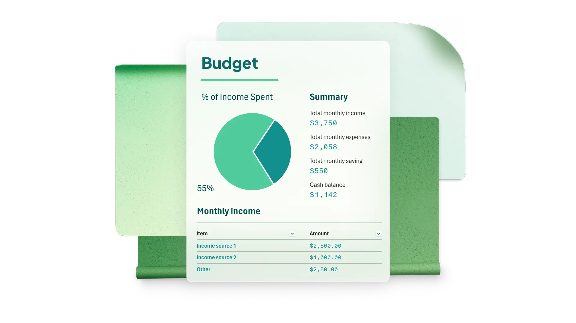 Abstract of a budget calculator template in Excel.