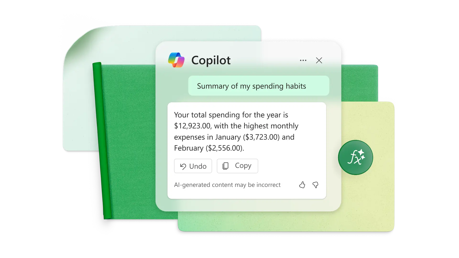 A copilot prompt on a green abstract background