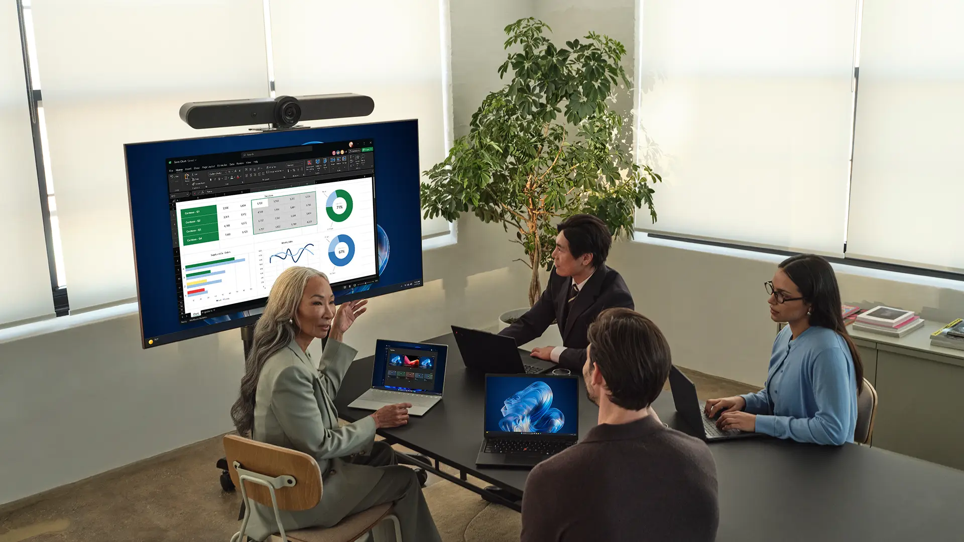 Graph and chart collaboration in Excel team in office image