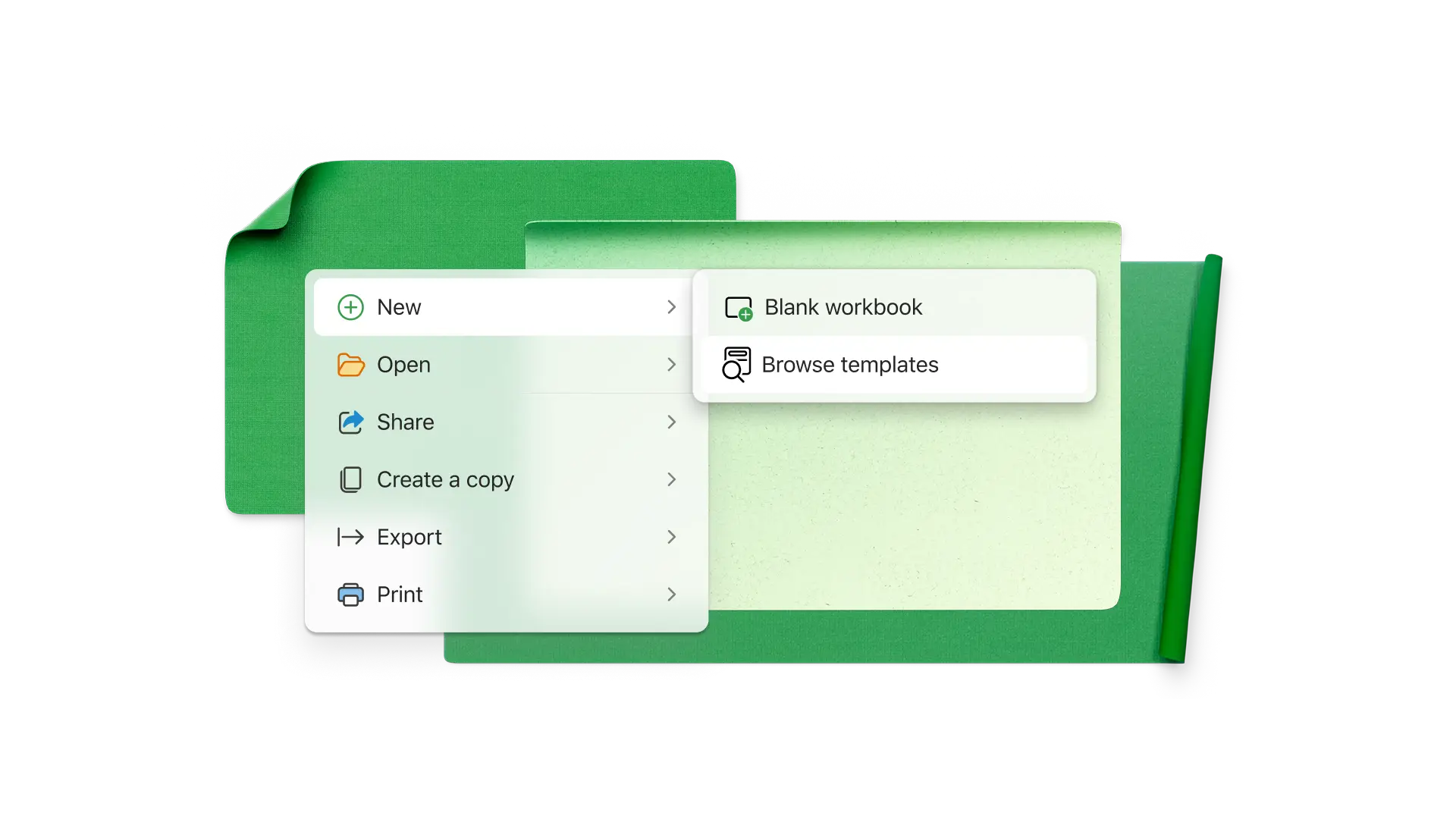 User interface for creating a blank spreadsheet
