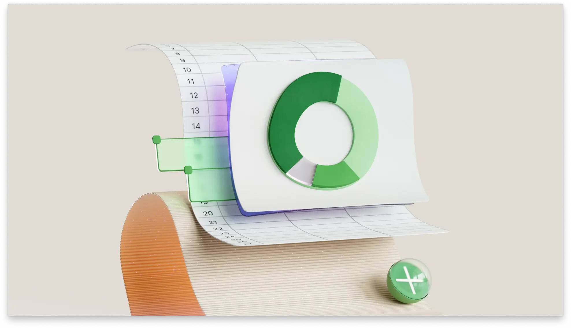 Illustration of Microsoft Copilot AI assistant analysing spreadsheet data for inventory insights.