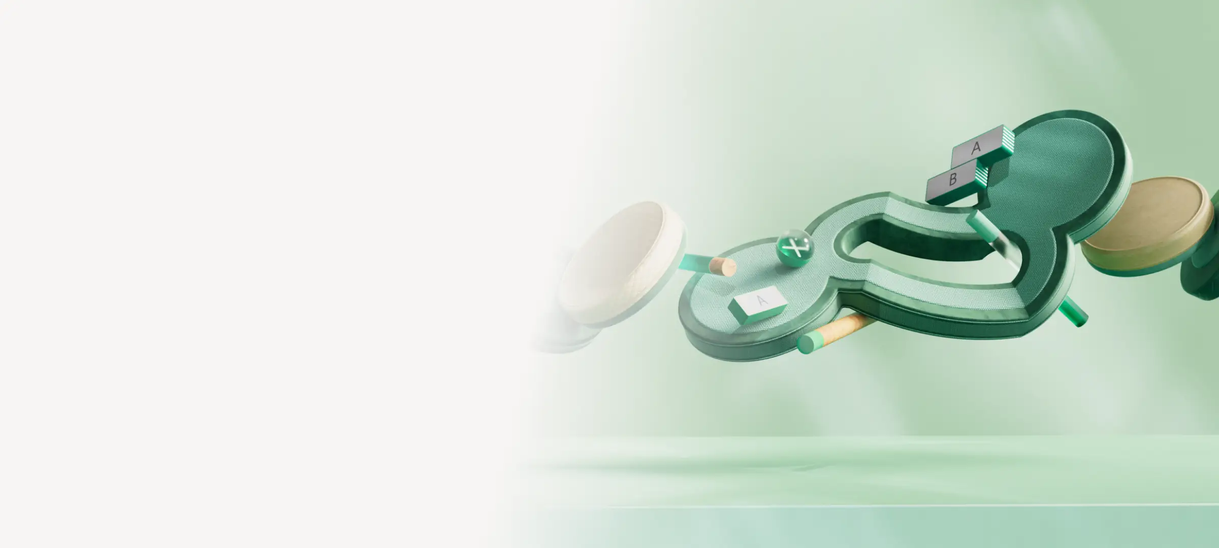 Green-themed header with the text ‘Balance sheets’, buttons for creating or uploading a spreadsheet, and an image of a calculator, pen, and paper.