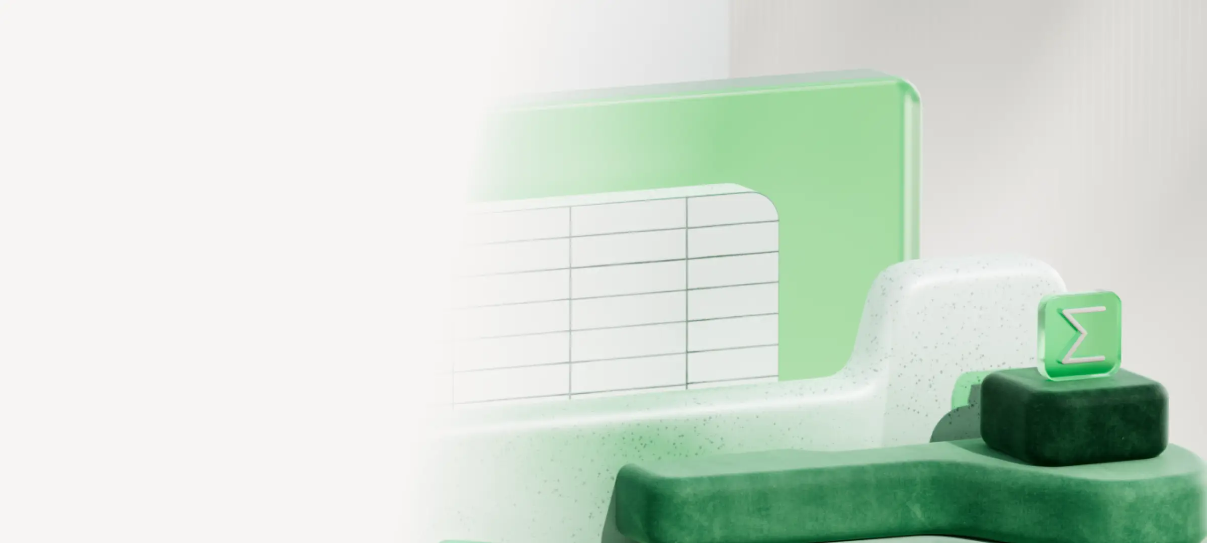 Icona e foglio di calcolo di Microsoft Excel con il testo "Budget aziendali" su sfondo verde sfumato. 