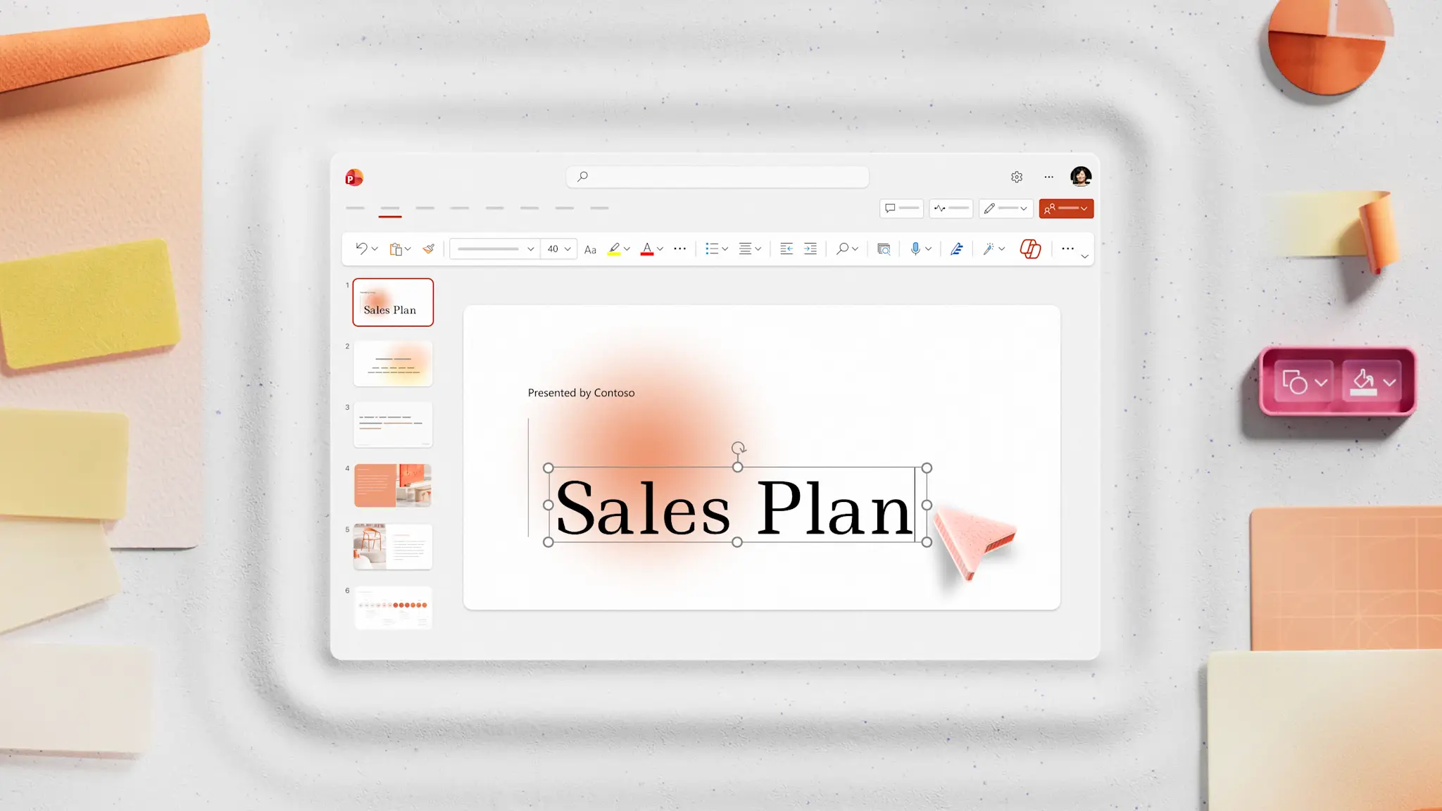 Editing a sales presentation in Microsoft PowerPoint