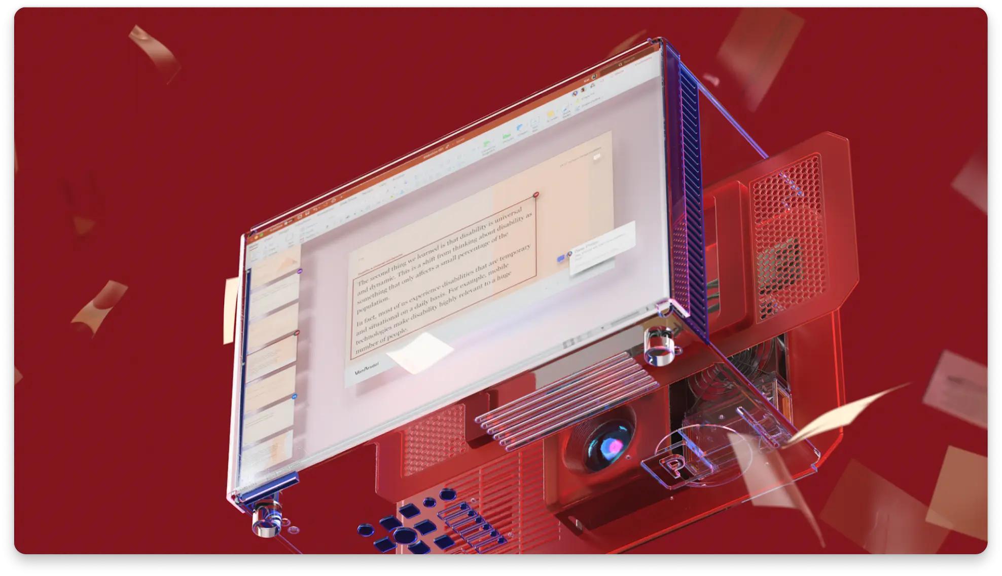 An abstract of a marketing presentation in Microsoft PowerPoint.