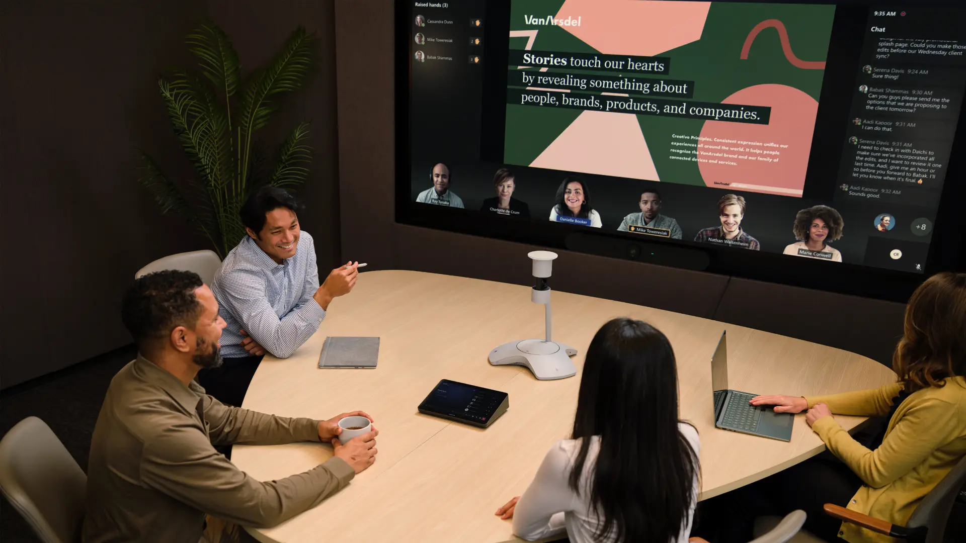 A team discussing a PowerPoint on Teams.