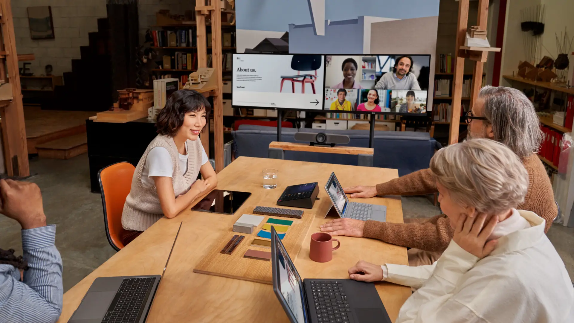 A meeting in an office