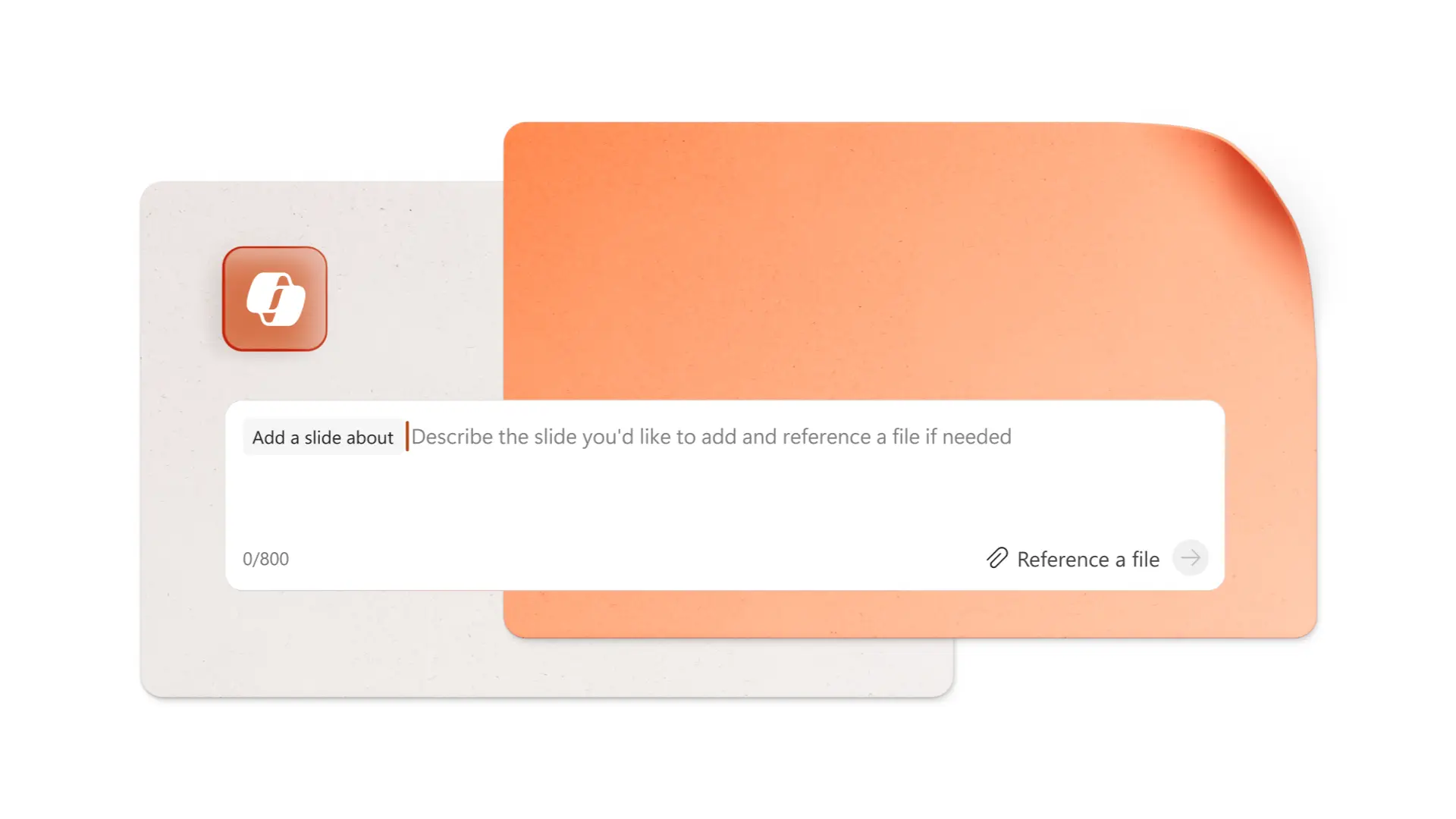 Copilot UI against an orange block