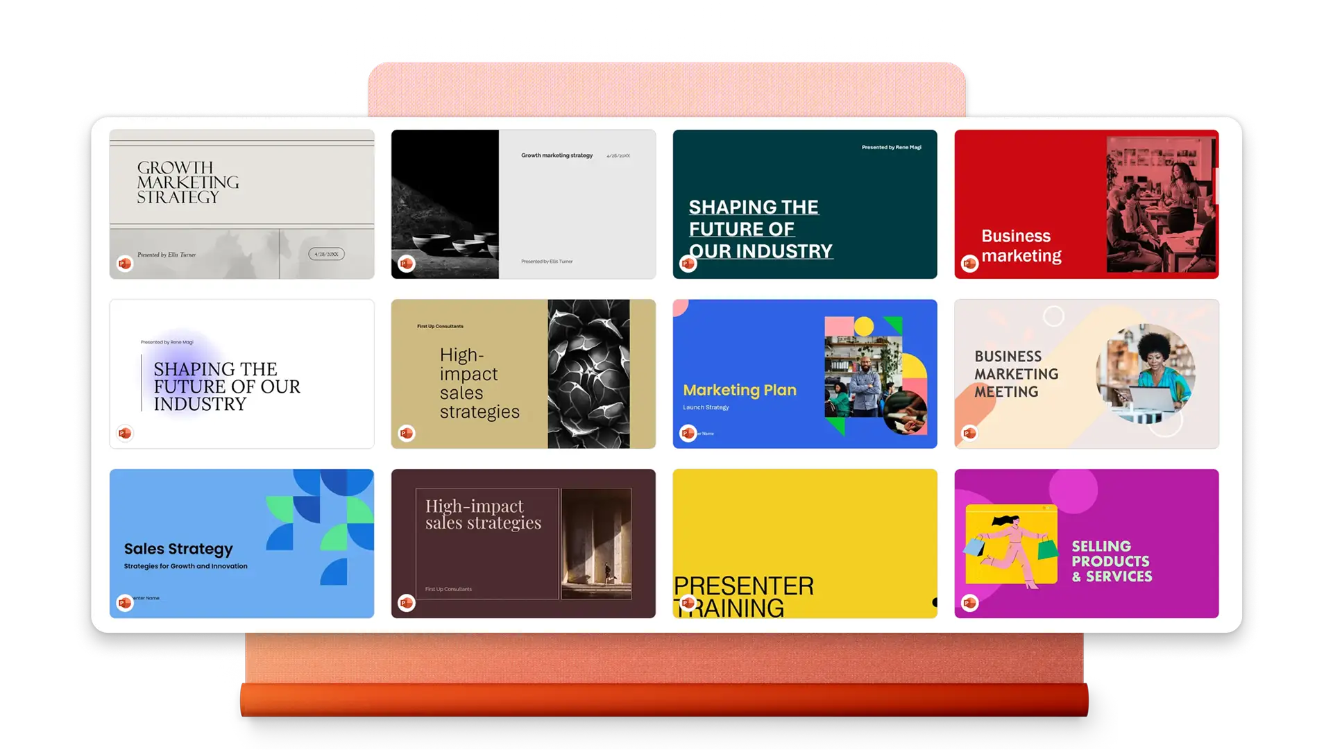 A collection of presentation templates in Microsoft PowerPoint.