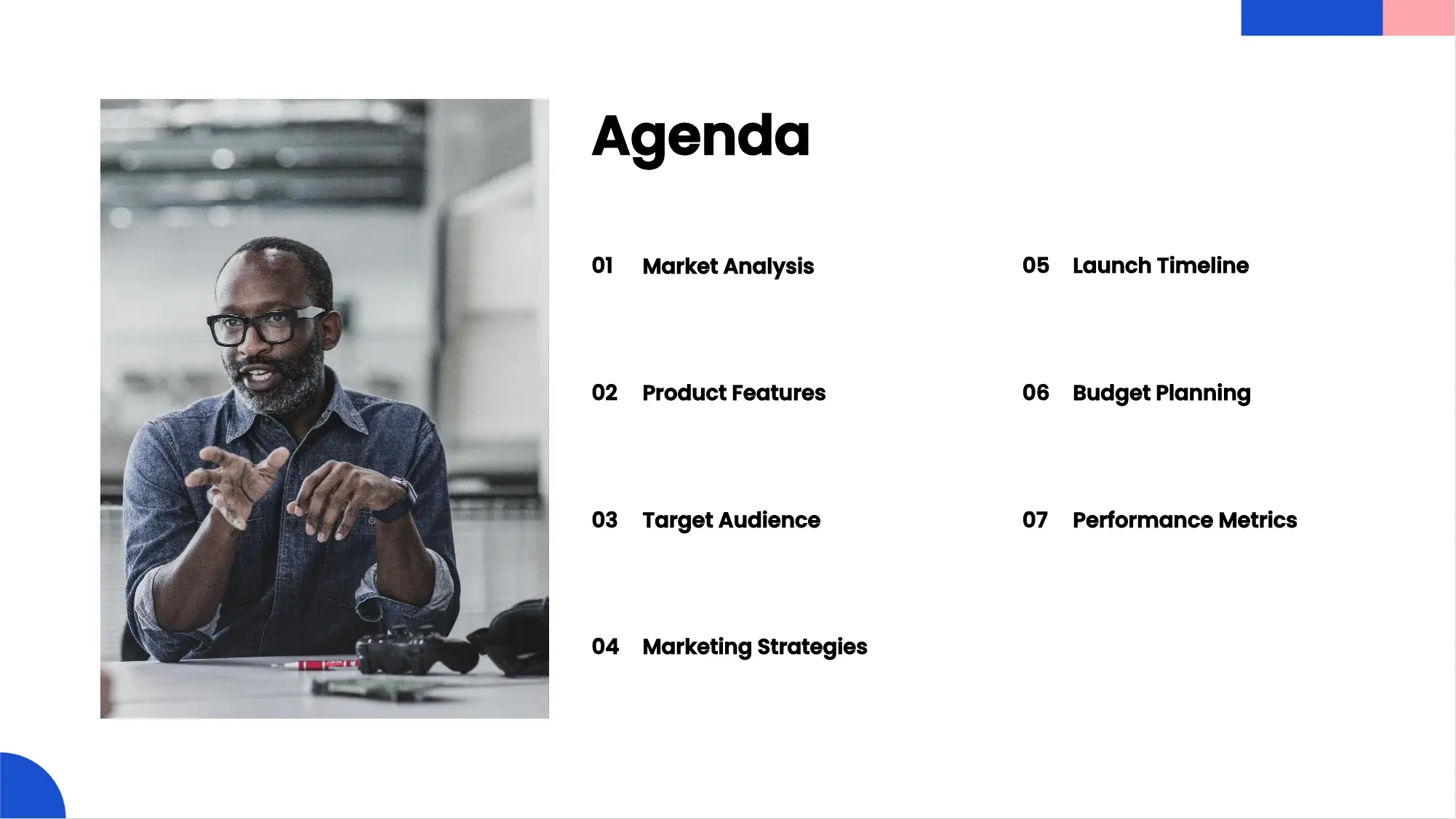 A template for a presentation agenda in Microsoft Powerpoint