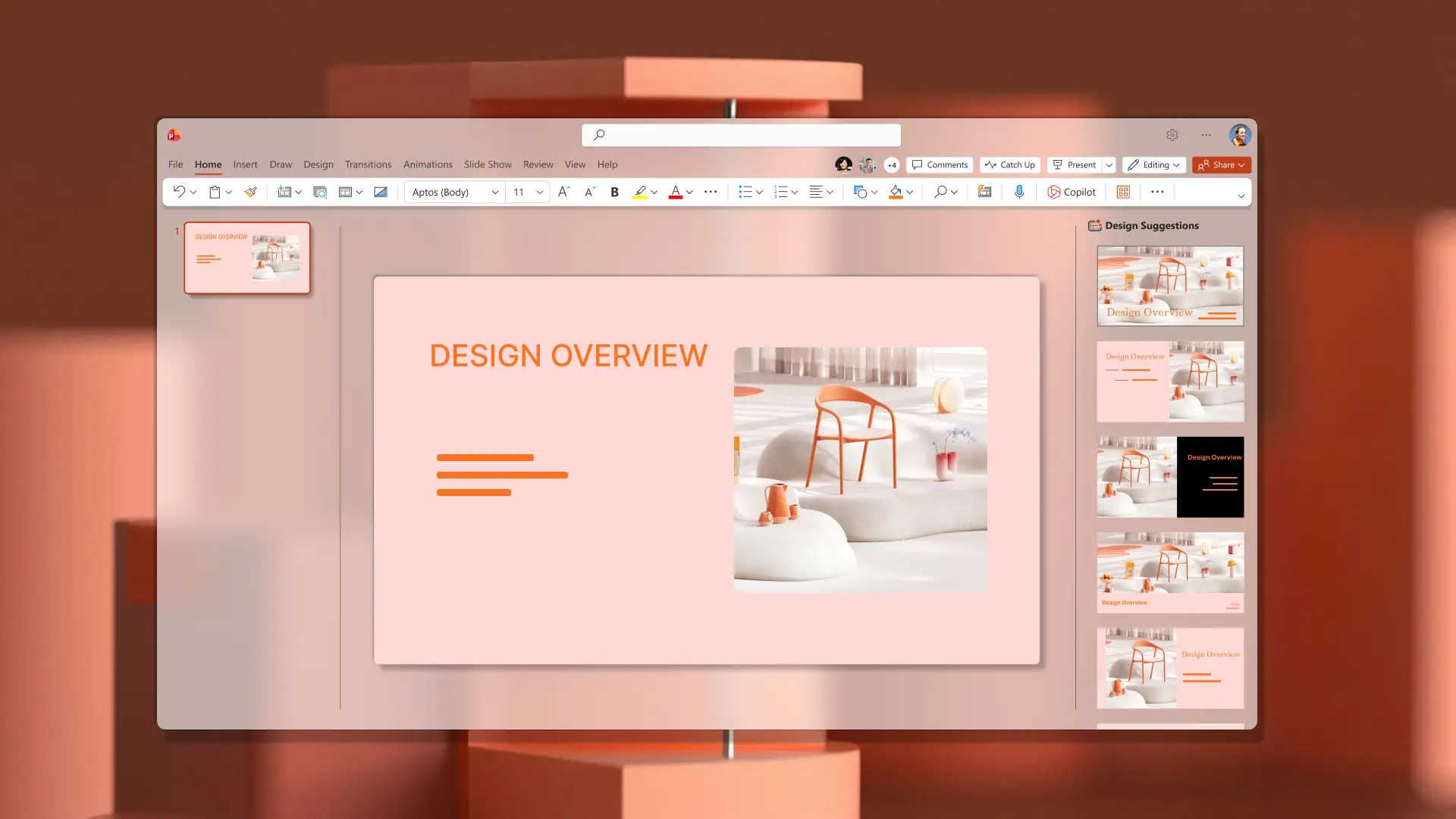 Title slide design ideas from Design Suggestions in Microsoft PowerPoint