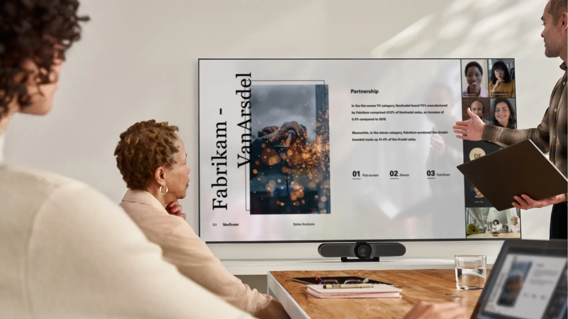 A person presenting in Microsoft Teams in an office setting