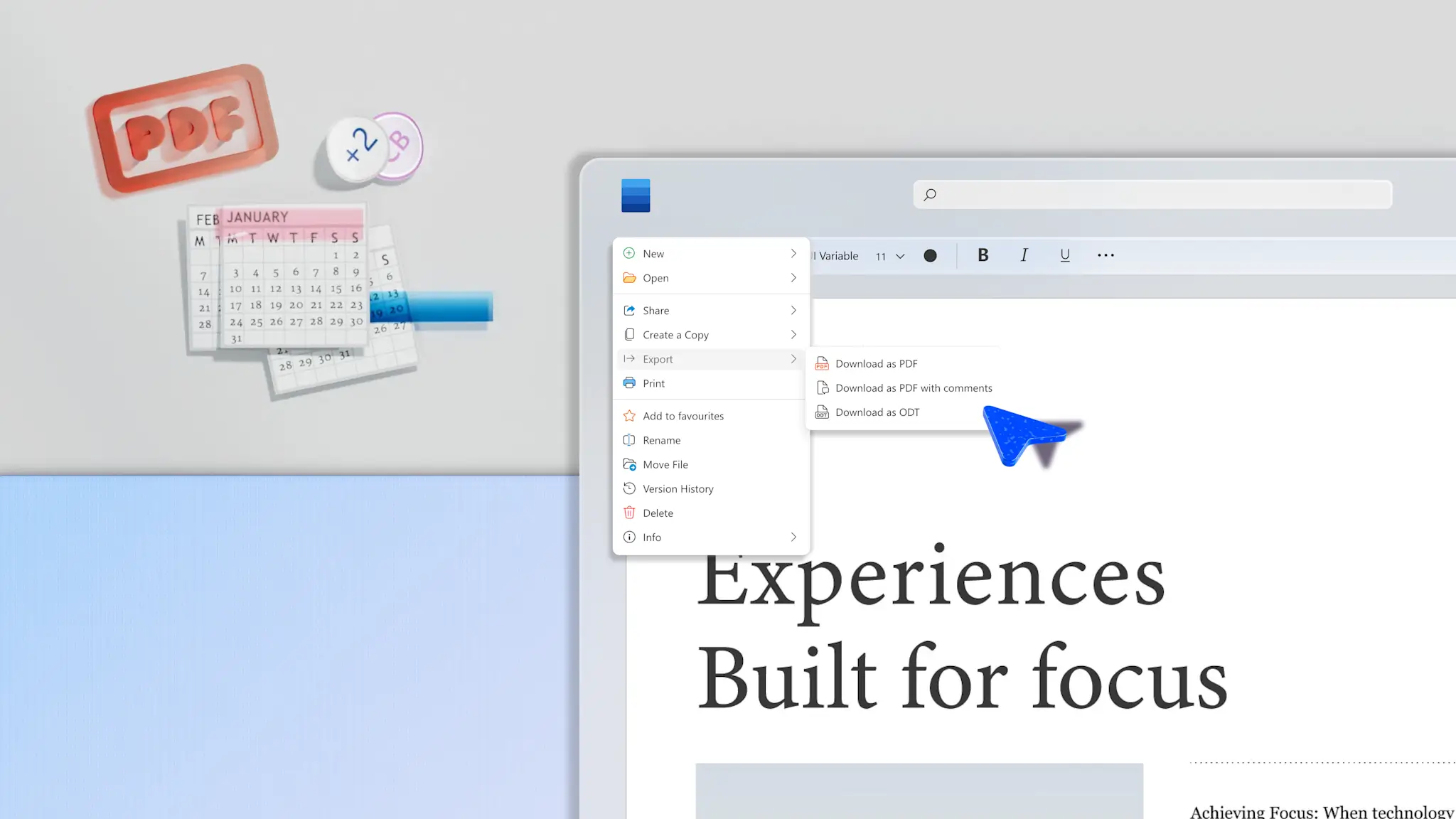 Abstract of a Word document being saved as a PDF in Microsoft Word.