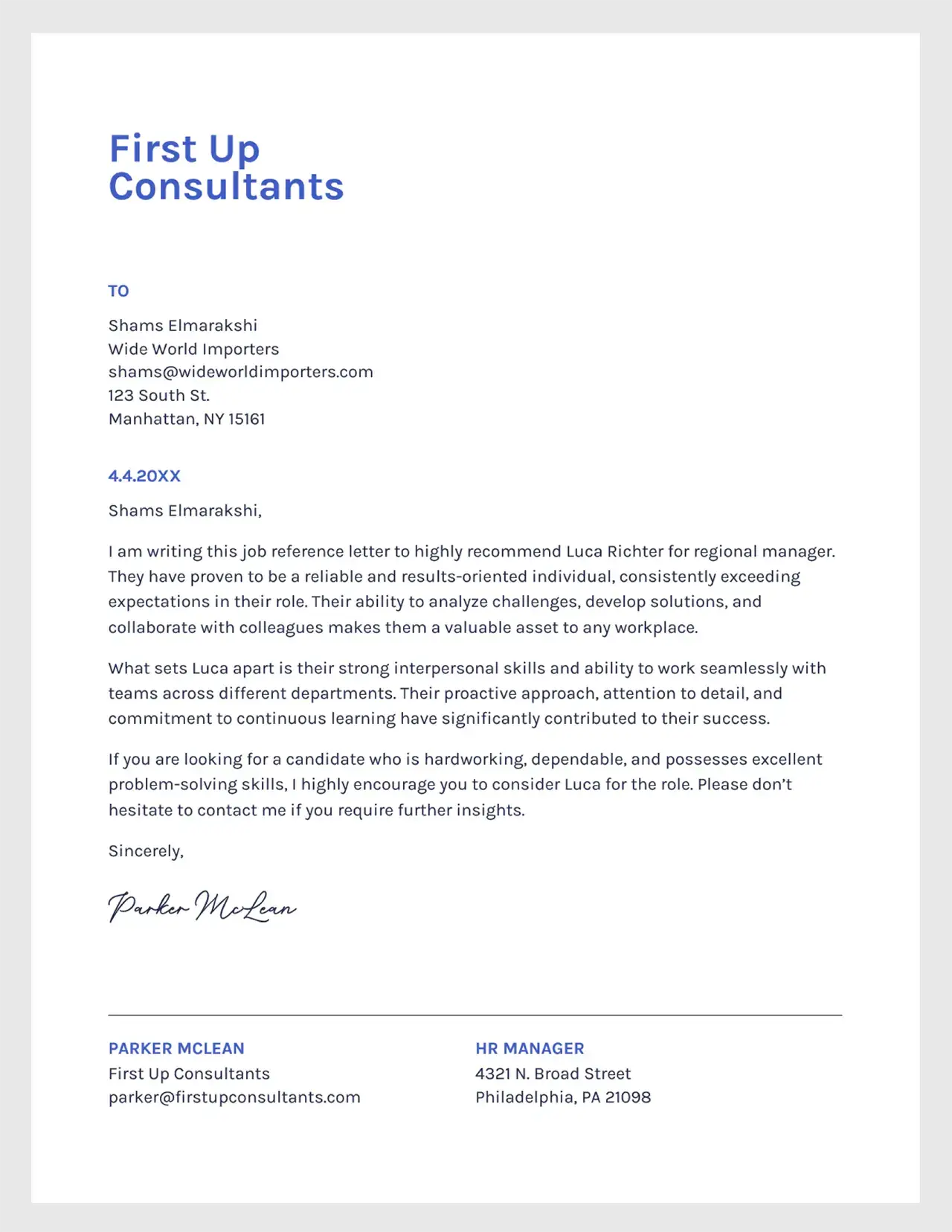 Modern business letter template