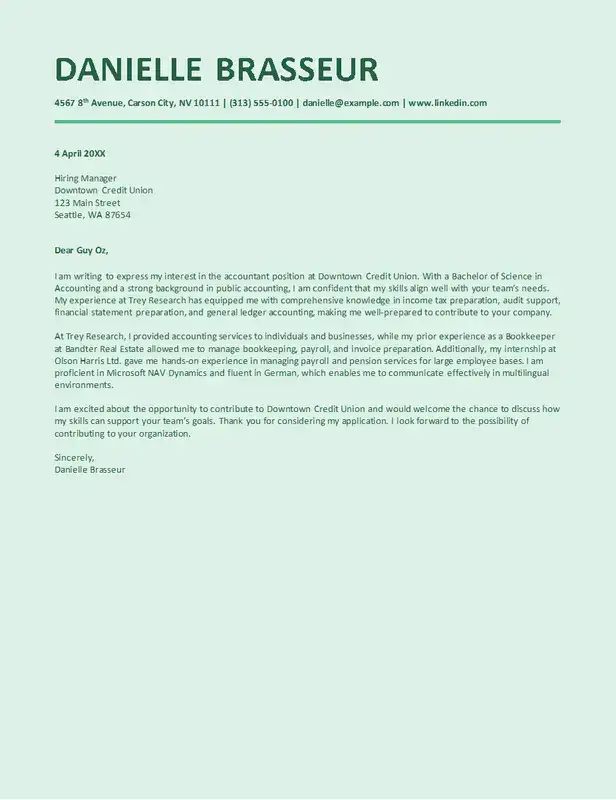 Stylish cover letter template