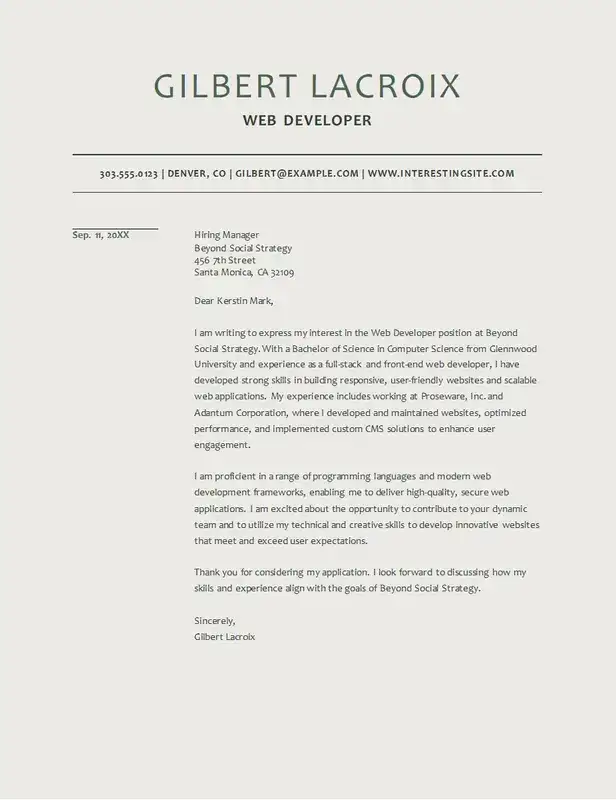 Modern cover letter