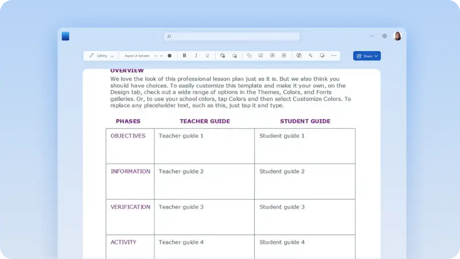 learning and teaching templates
