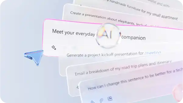 Copilot prompt boxes with examples