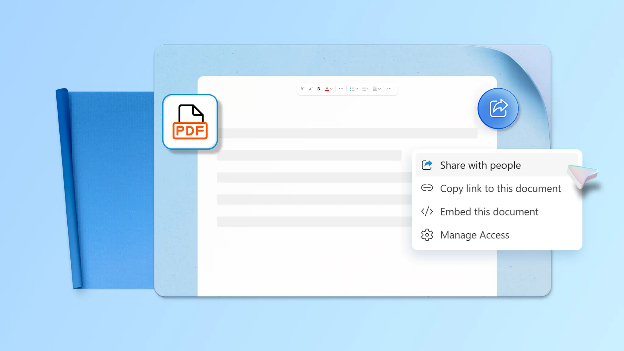 Abstract of options for file sharing in Microsoft Word.