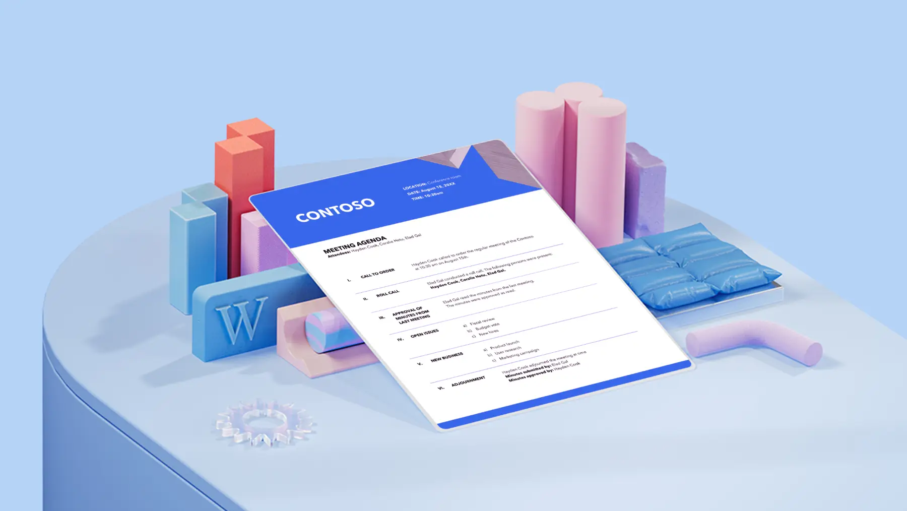 A branded meeting agenda