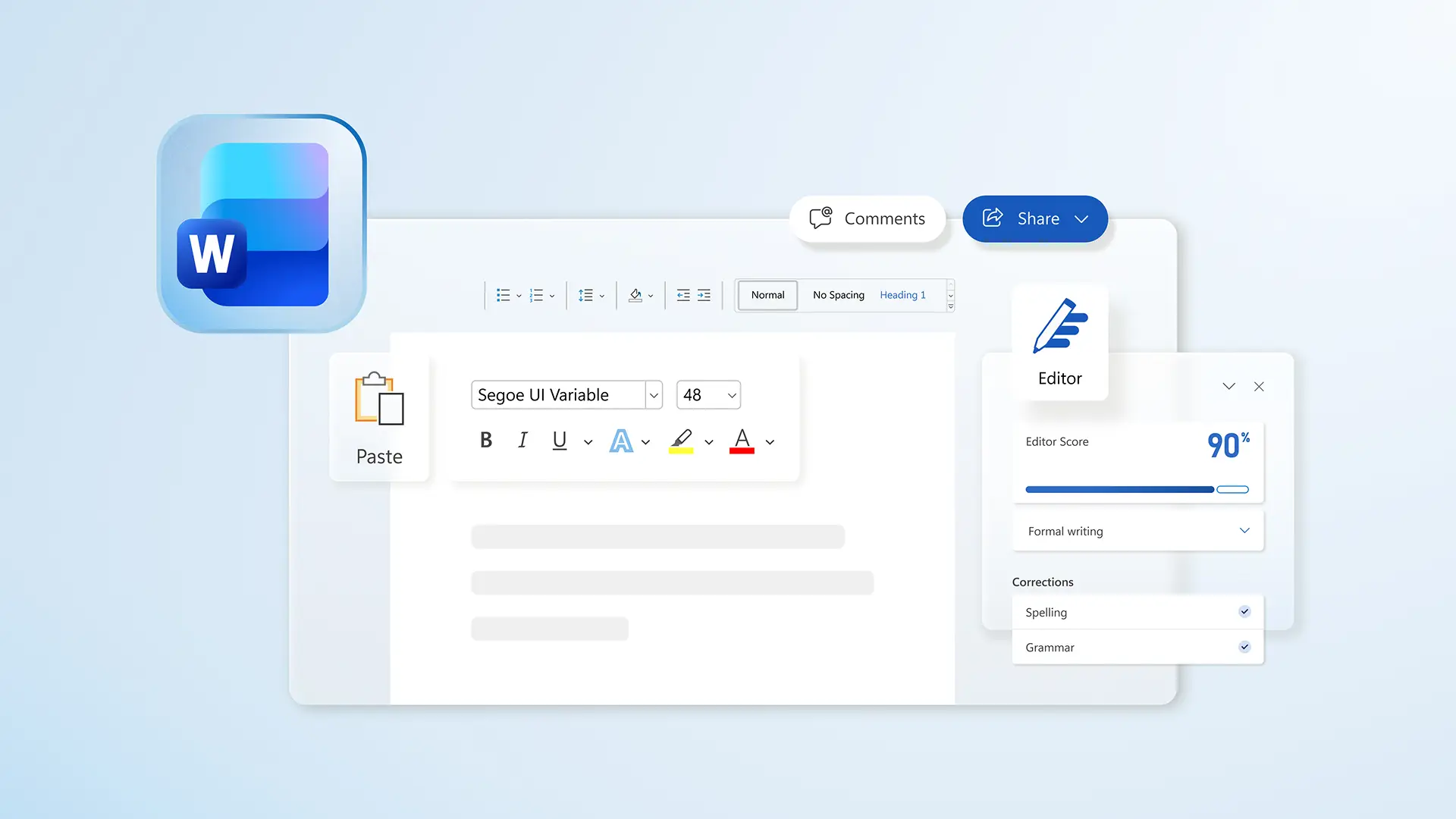 Abstract of the document editing features in Microsoft Word.