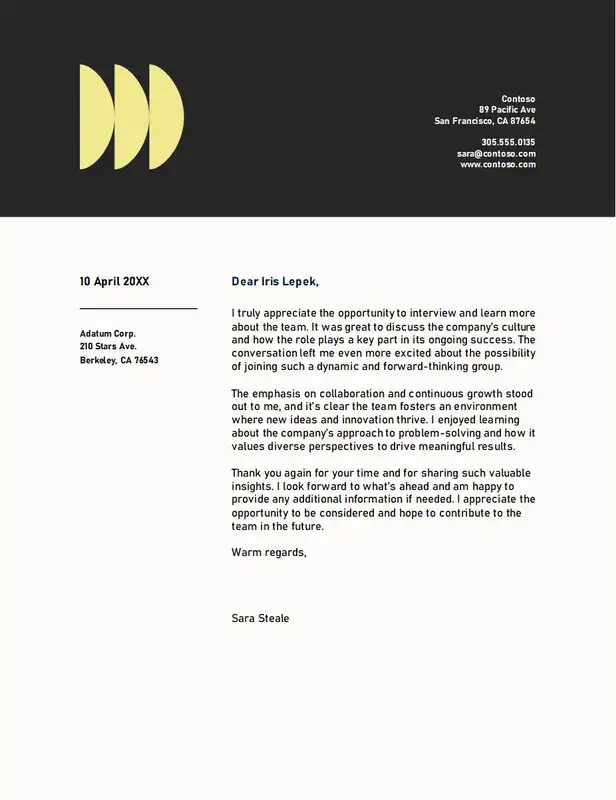 Interview follow-up letter template