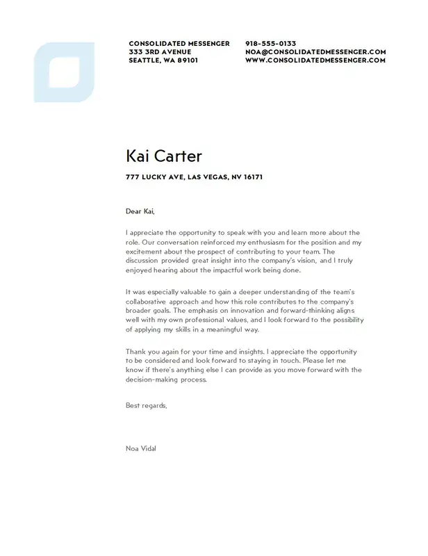 General professional thank you letter template