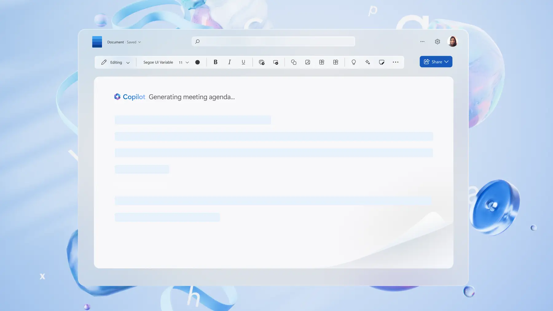 Generating an agenda with Copilot in Word