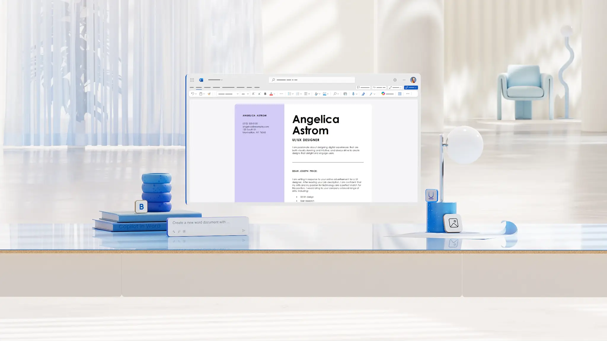 An abstract of a cover letter in Microsoft Word.