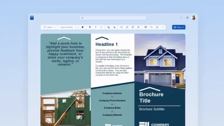 An animated slideshow of marketing templates available in Microsoft Word.