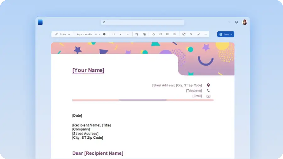 Letter templates to customize
