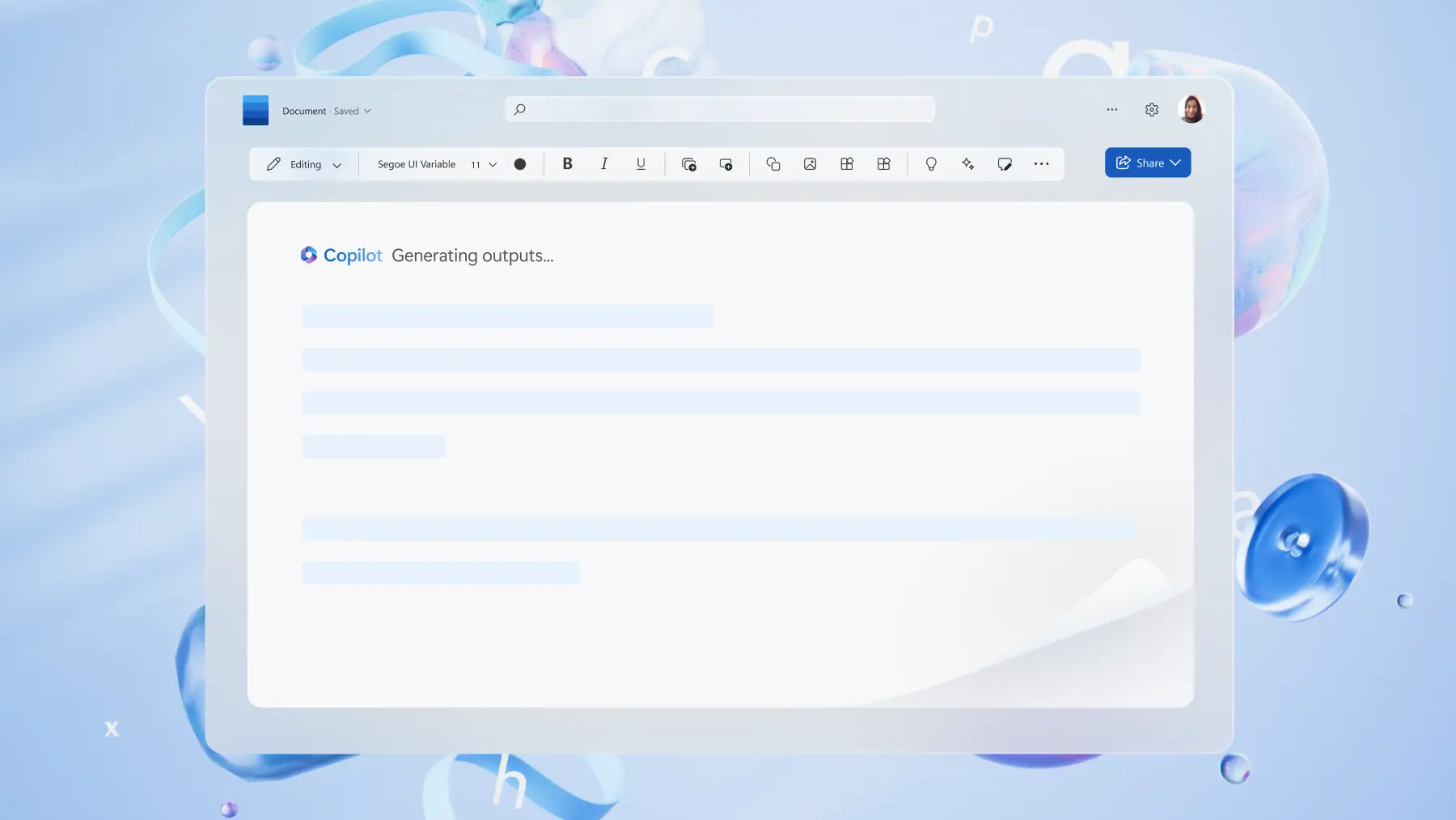 Copilot prompt example concept in Word