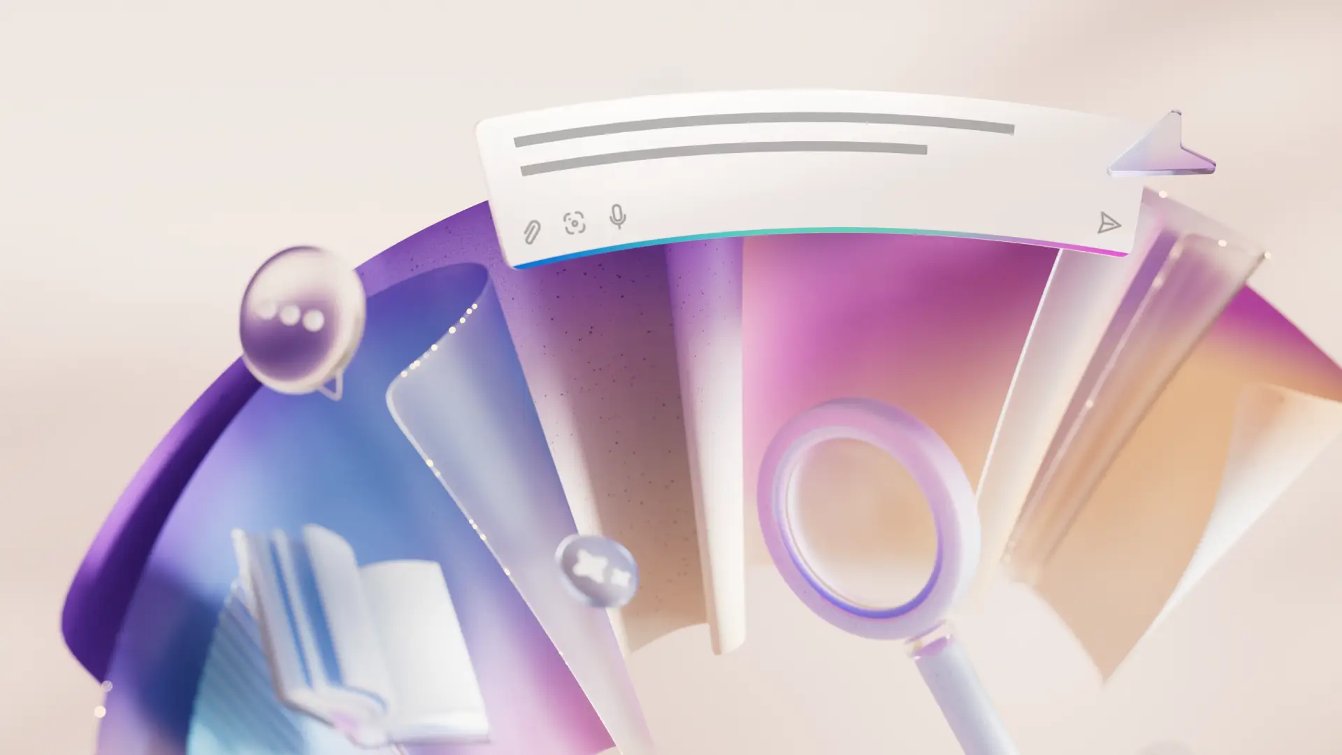 Abstrakte Darstellung der Verwendung von KI zum Erstellen von Dokumenten in Microsoft Word. 