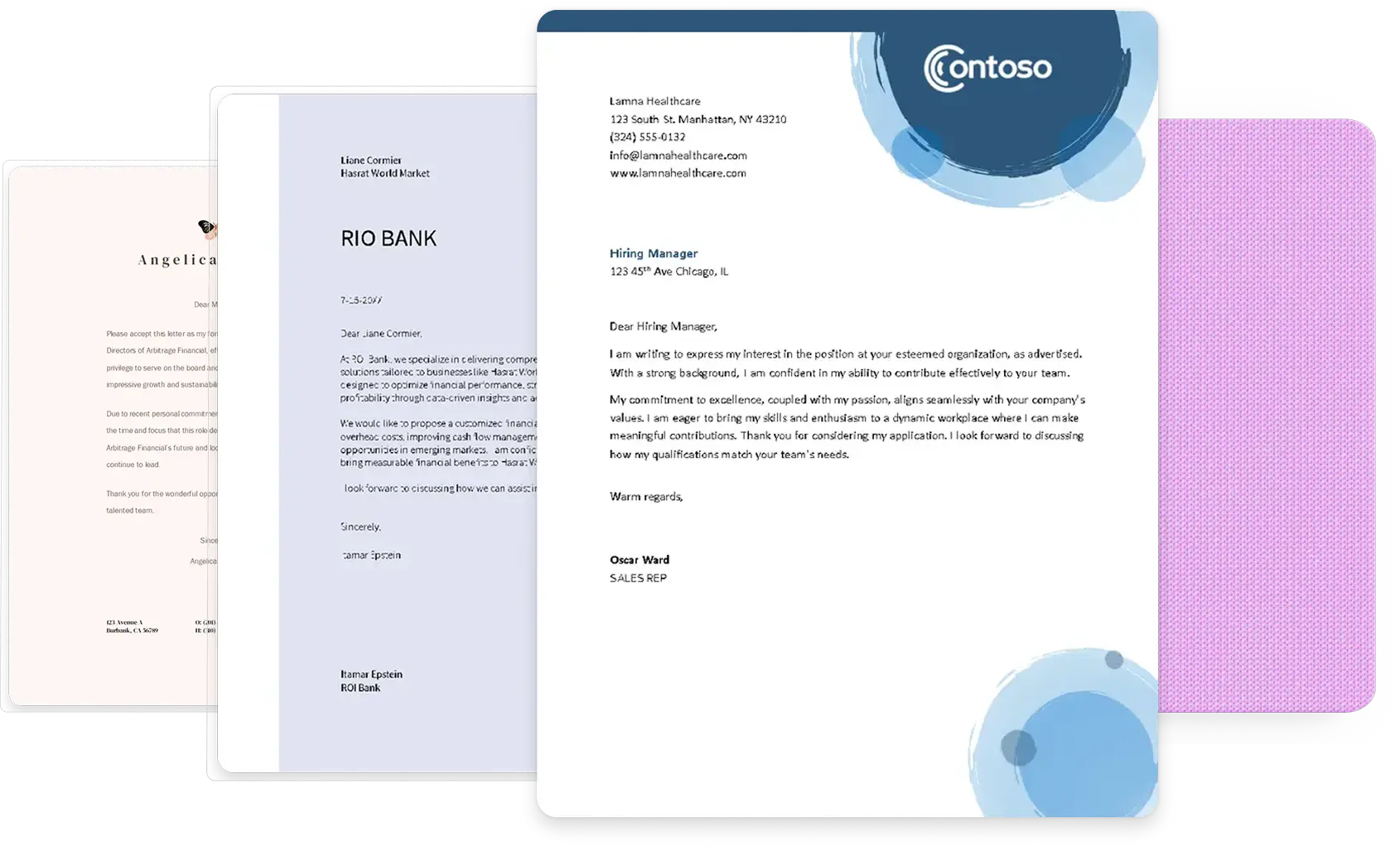 Tres plantillas de carta de renuncia en Microsoft Word