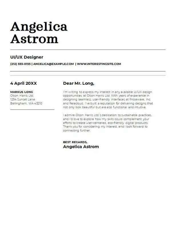 Classic letter of interest template