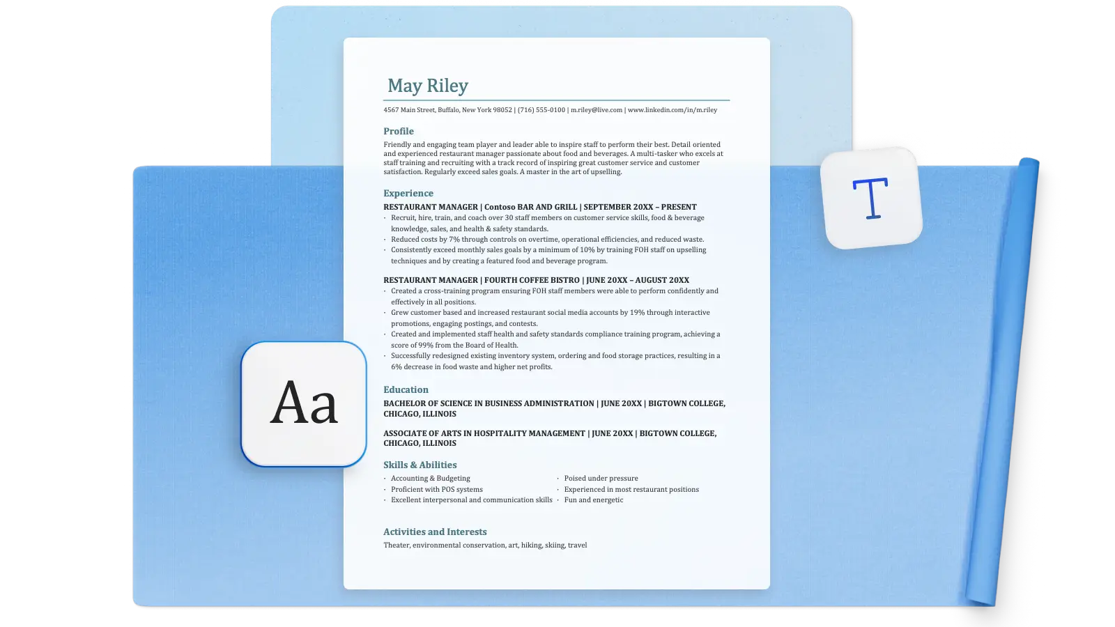 Cambria resume template
