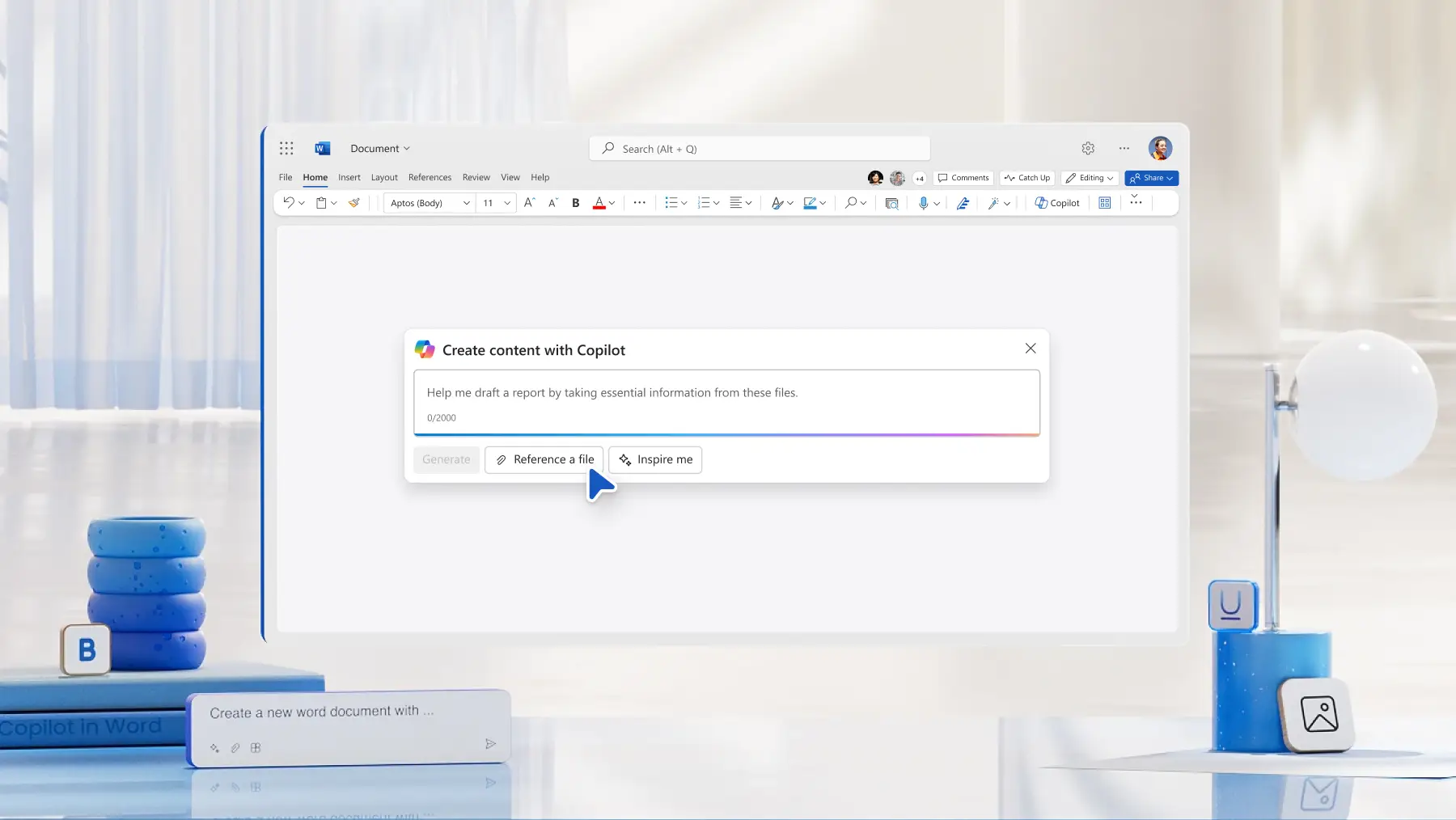 A user writing a report with Copilot in Microsoft Word.