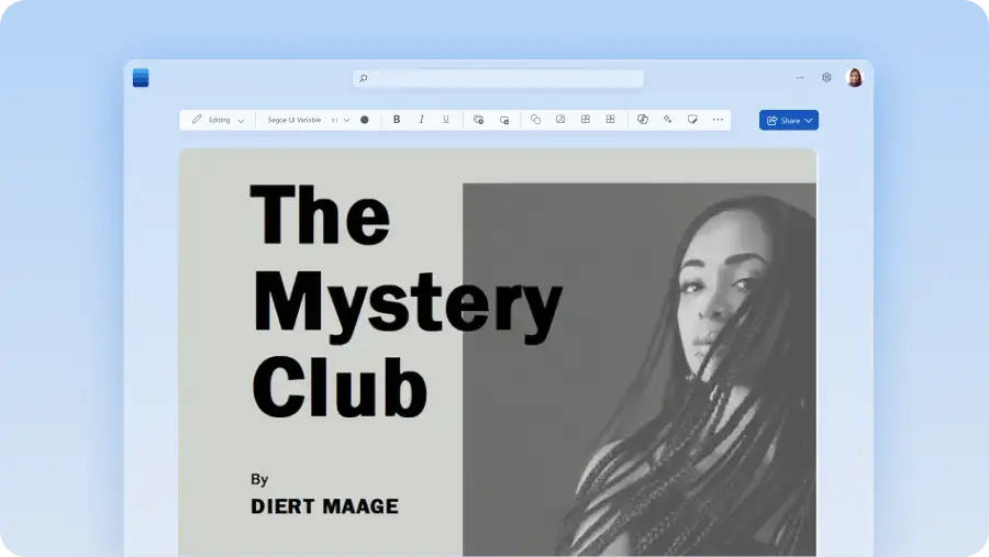 Writers template in the Word editor
